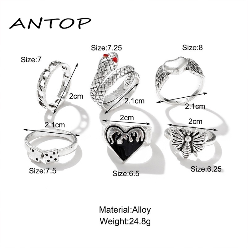 2021 Baru Wanita Kreatif Cincin Fashion Cinta Cincin Set Aksesoris Perhiasan Wanita ANTOP