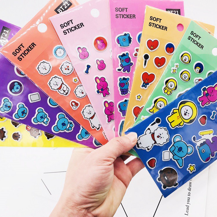 Bts Bt21 Stiker Kering Gambar Kartun Lucu Untuk Koleksi Shopee Indonesia