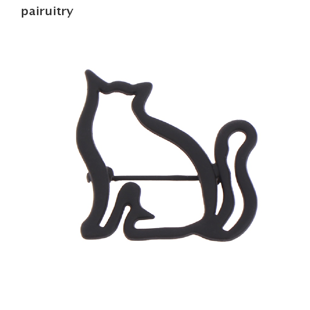 Prt Bros Pin Bentuk Kucing Kecil Lucu Aksen Hollow Untuk Aksesoris Sweater / Syal Wanita PRT