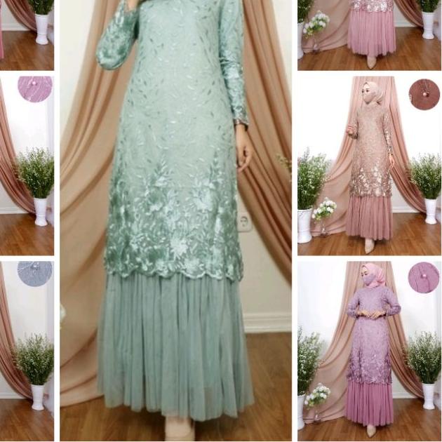♛ Kebaya modern dress tulle tessa / kebaya wisuda / kebaya muslim / gamis modern / gamis pesta / gam