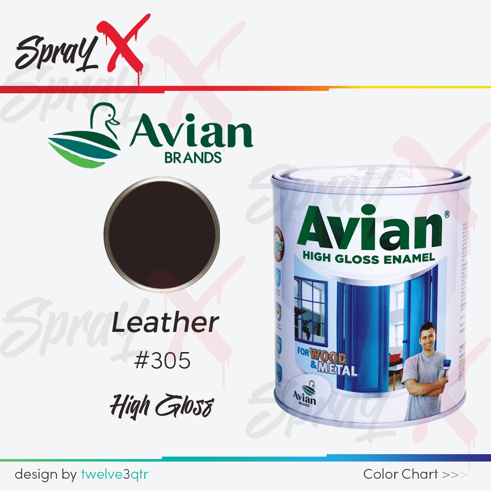 AVIAN CAT MINYAK LEATHER 305 / HITAM COKLAT #305 0.9 LITER - CAT KAYU DAN BESI