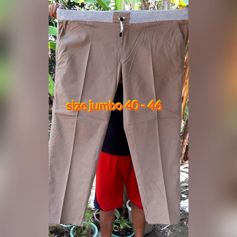 Celana Panjang Chino Jumbo SIZE 40 46 bahan melar pinggang karet