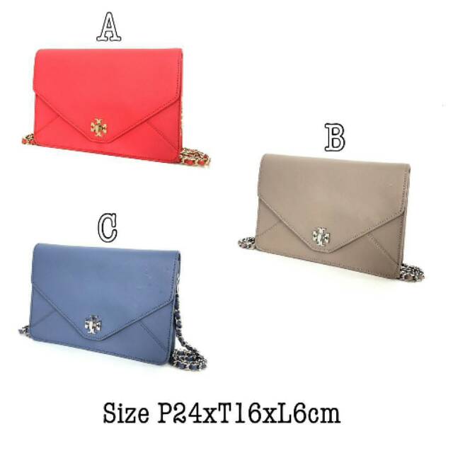 Tory Burch Kira Leather Chain Clutch tas  pesta original authentic tb