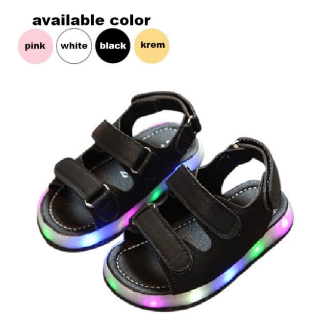 [Tokobig] Polos Sandal Anak LED 2 Tali Sandal Fashion Anak Import Size 21-30 Usia 1-5 Tahun