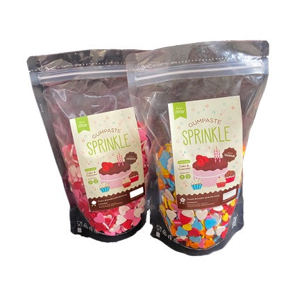 

Gumpaste Sprinkle hiasan kue Hati kemasan pouch 250 gr