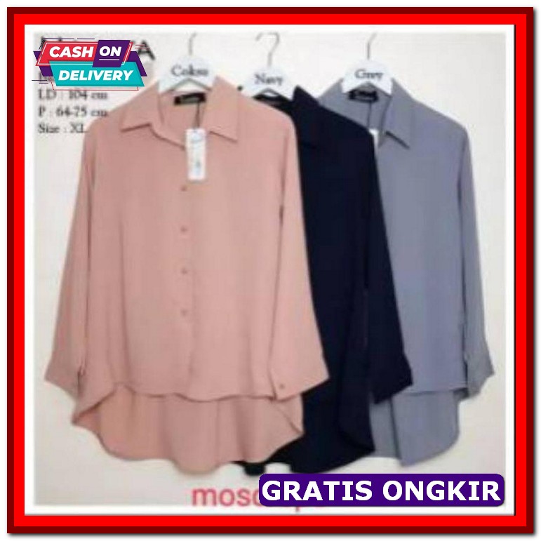 Baju Kemeja Wanita Motif Garis Salur Lengan Panjang Casual Kekinian Oo Nagita Blouse  Baju Atasan Fa