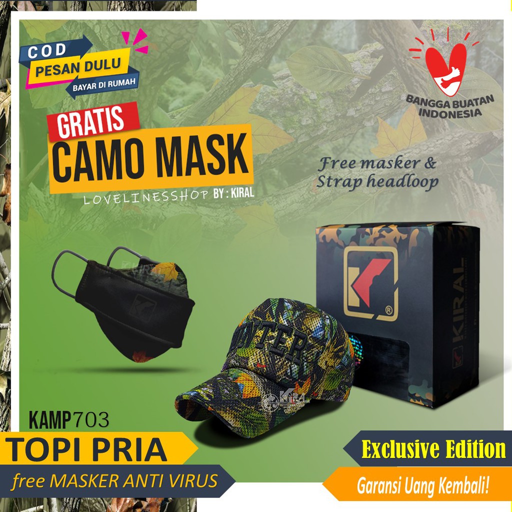 CM703 Topi Baseball Komando Army Comando Loreng Pria motif Camo TNI untuk berburu mancing original