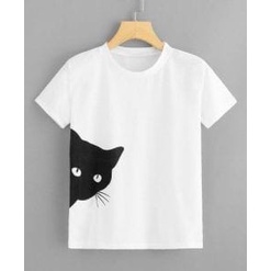 MYSTIQUE.ID-BAJU KAOS KUCING HITAM T-SHIRT LUCU DAN AESTHETIC