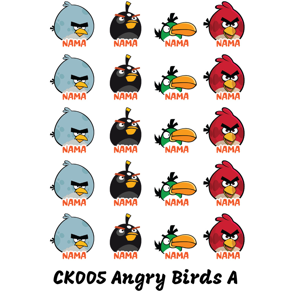 

Sticker Nama Cutting Label Waterproof Tahan Air Angry Birds A (CK005)