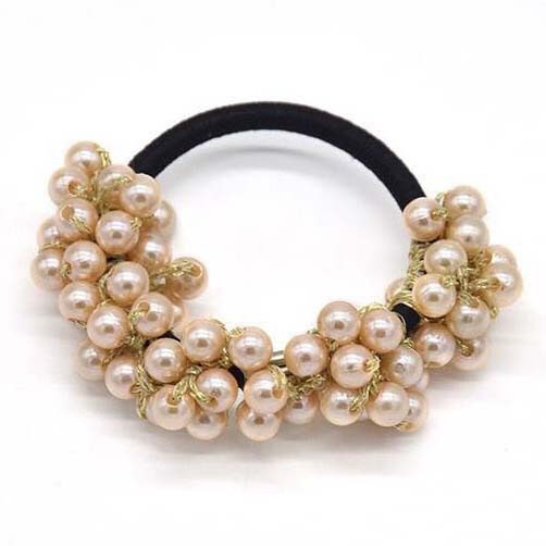 MURMURE.ID | IKAT RAMBUT MUTIARA ANGGUR ALA KOREA MURAH IMPORT PEARL HAIRTIE HA082-COKLAT