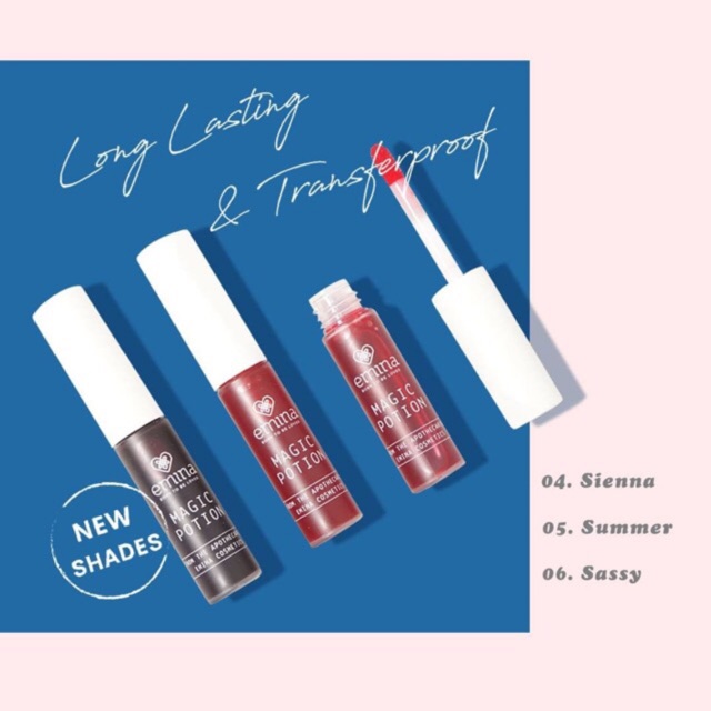 Emina Magic Potion Lip Tint liptint Scarlett Sunglow Smitten Sienna Summer Sassy