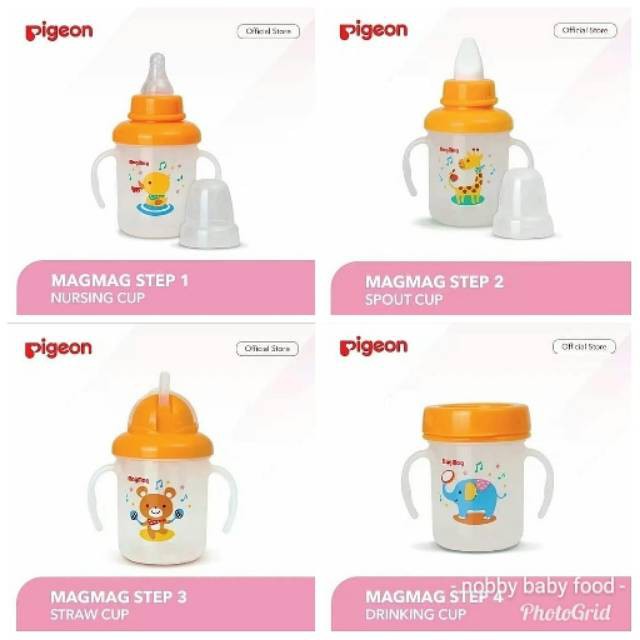 Pigeon Mag-Mag Training Straw Cup Step 3 Botol Minum Bayi Pegangan Dengan Sedotan