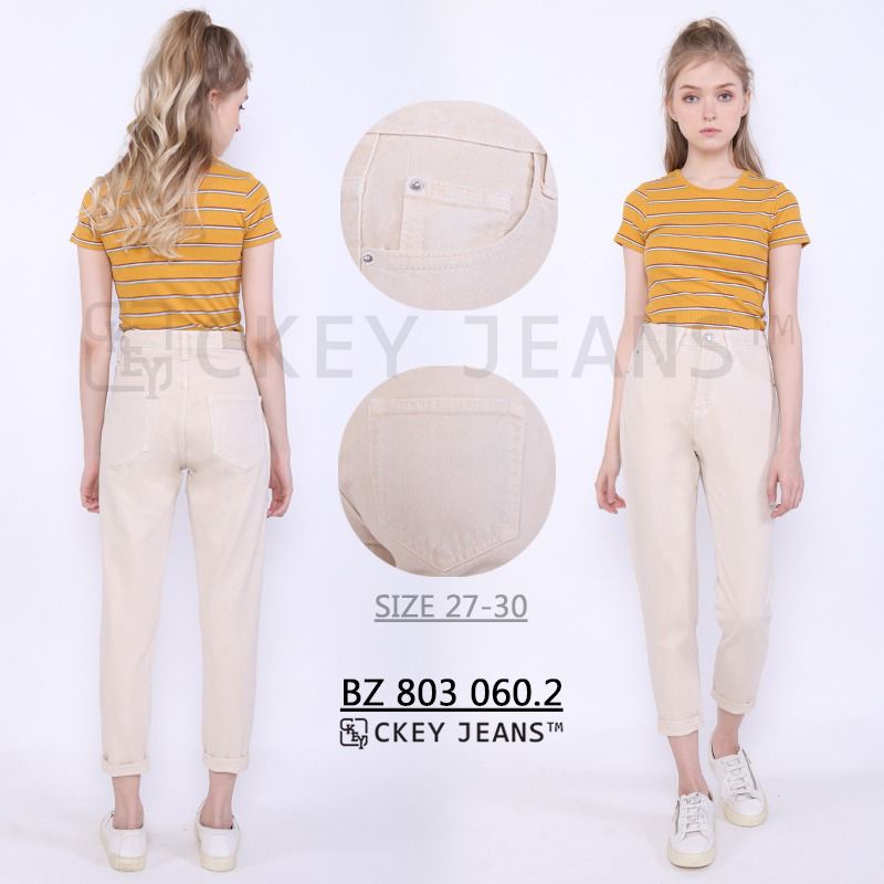 celana Boyfriend jeans Lightcream (ckey)