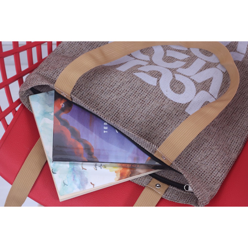 TOTE BAG WANITA TOTE BAG PRIA CANVAS MOTIF GOOD QUALITY WITH RESLETING KODE - 006