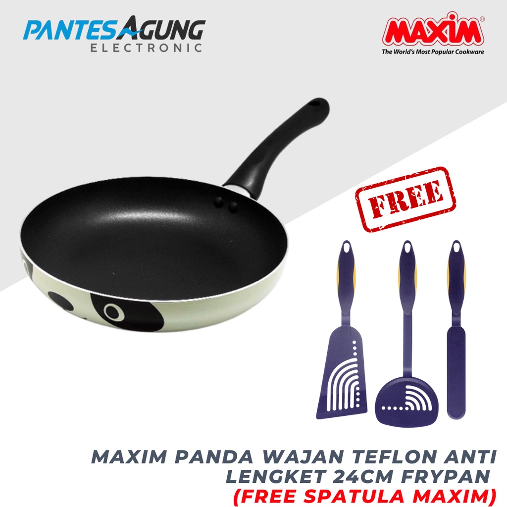 Maxim Panda Wajan Teflon Anti Lengket 24cm Frypan (FREE SPATULA MAXIM)