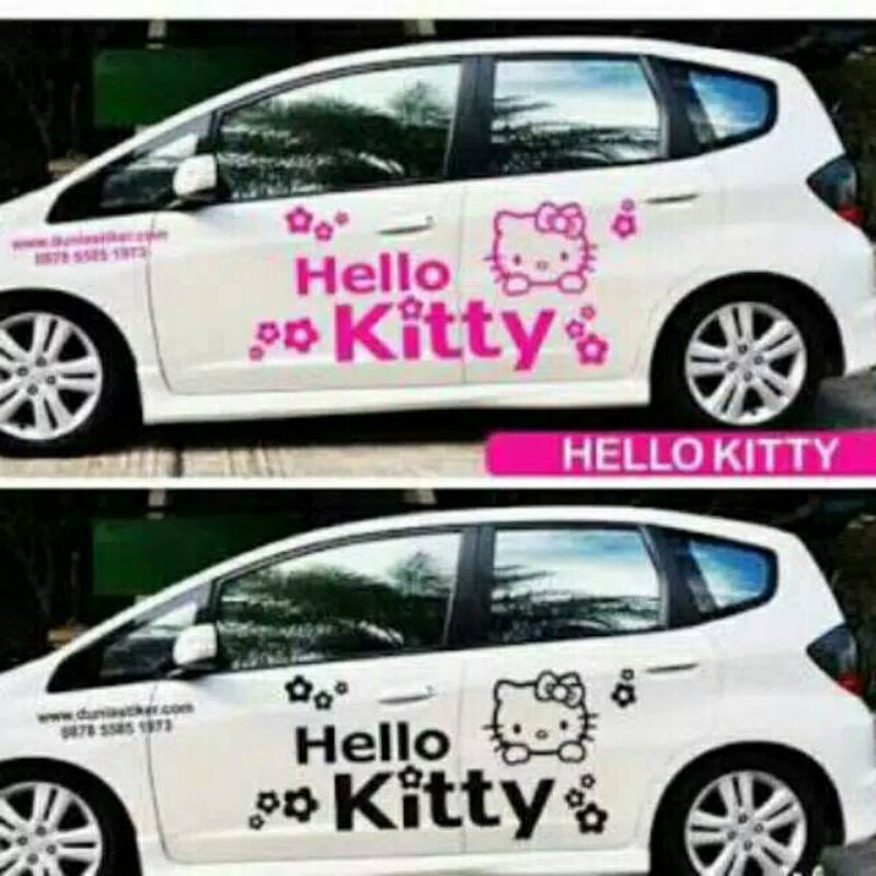 PROMO STICKER CUTTING MOBIL HELLO KITTY BUAT BODY MOBIL HONDA JAZZ BRIO SWIFT AYLA AGYA