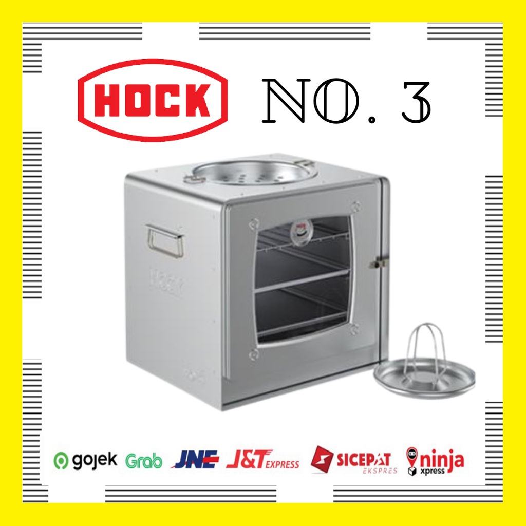 Oven Hock No 3 Oven Tangkring Oven Gas Almunium 3 Susun Thermometer Piring Kue/Kawat/Panggangan Ayam