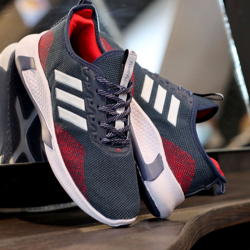 ADIDAS FLUID FLOW NAVY MERAH TERBARU SEPATU FASHION SPORT PREMIUM