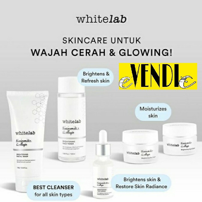 Whitelab Serum White Lab Day Cream Night Facial Wash Toner Serum Essence Body Lotion Underarm Peeling Masker HeartLeaf Mugwort/ BAMBOO MASK facewash acne