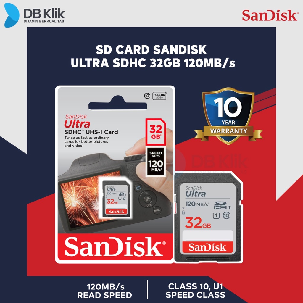 SD Card SanDisk Ultra SDHC 32GB 120MB/s (SDSDUN4-032G-GN6IN)