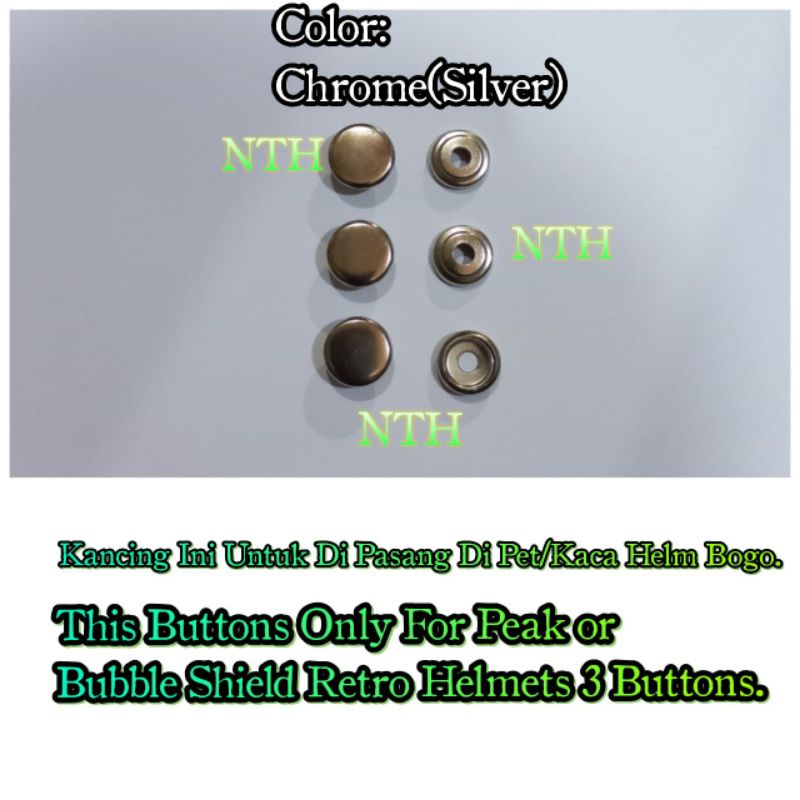 Kancing kaca Helm Bogo 3 set.Kancing Helm Bogo kancing pet helm