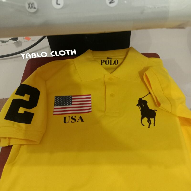 Polo Shirt Kaos Kerah USA