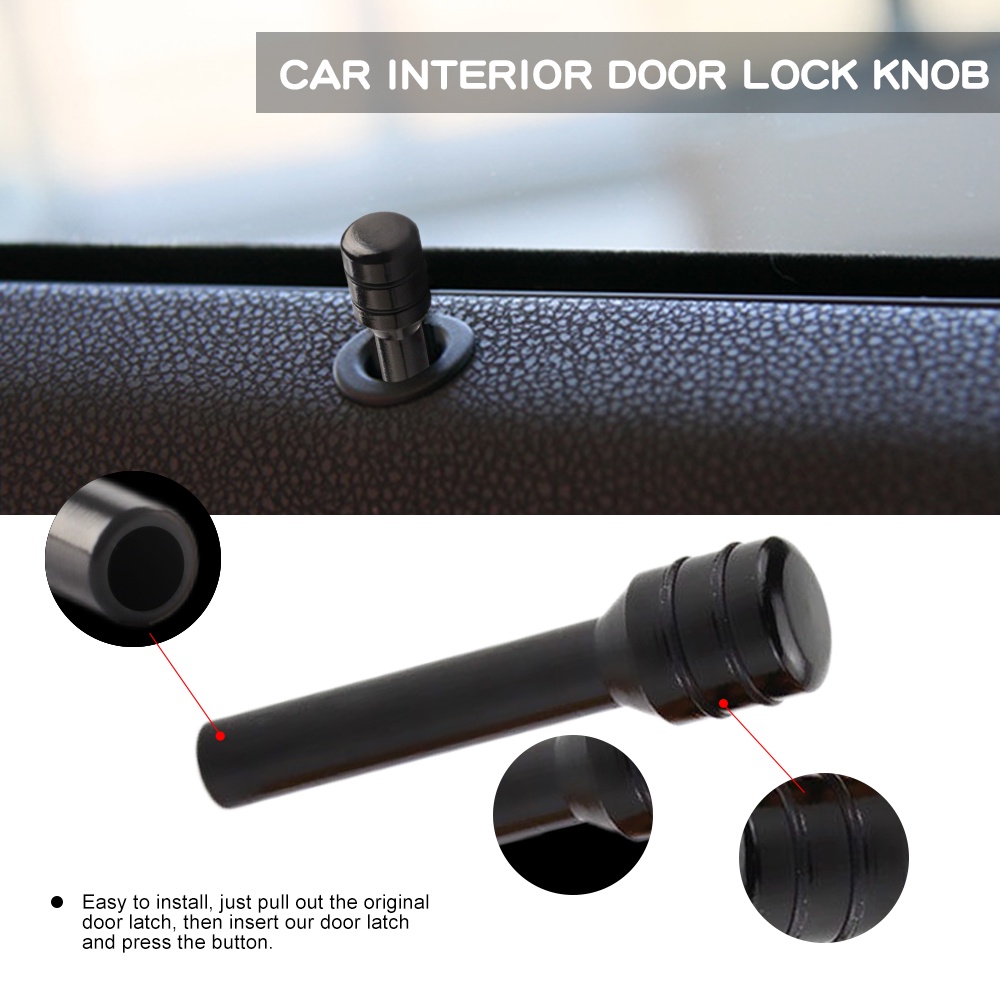 2pcs Knob Pin Kunci Pintu Interior Mobil Bahan Aluminum Untuk Toyota Honda