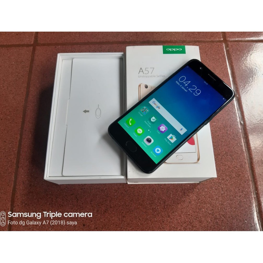 HANDPHONE HP OPPO A57 3/32GB FULLSET NO HF SECOND SEKEN BEKAS MURAH