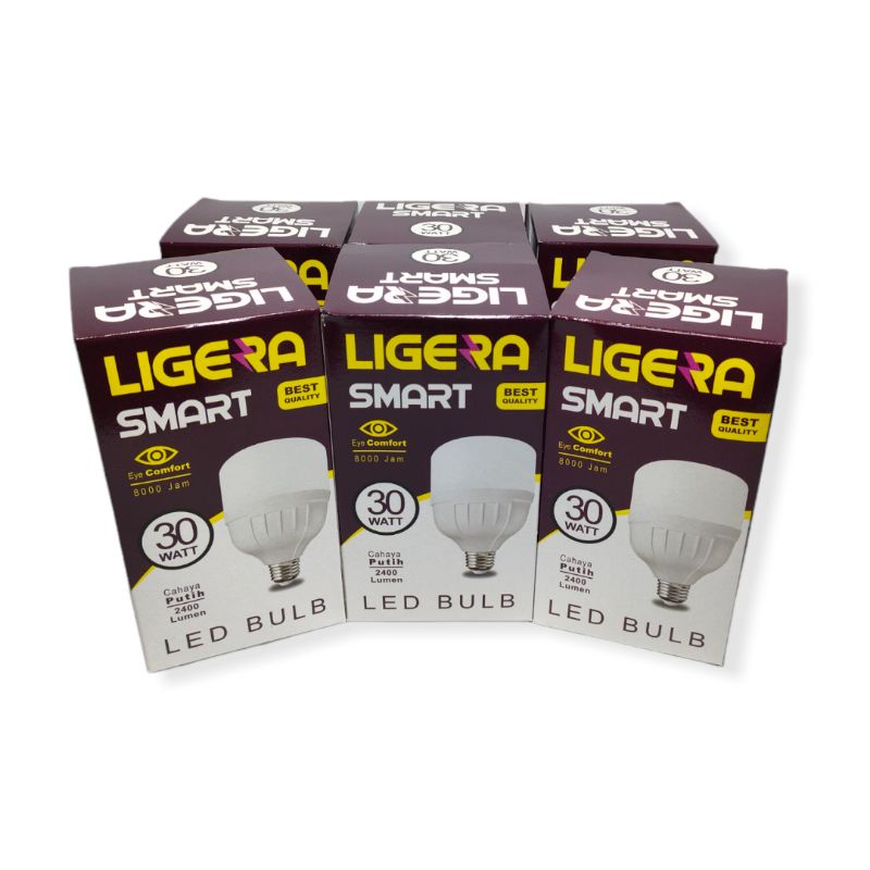 Paket 6 Pcs LIGERA Smart Lampu LED Capsule 30 Watt - Cahaya Putih