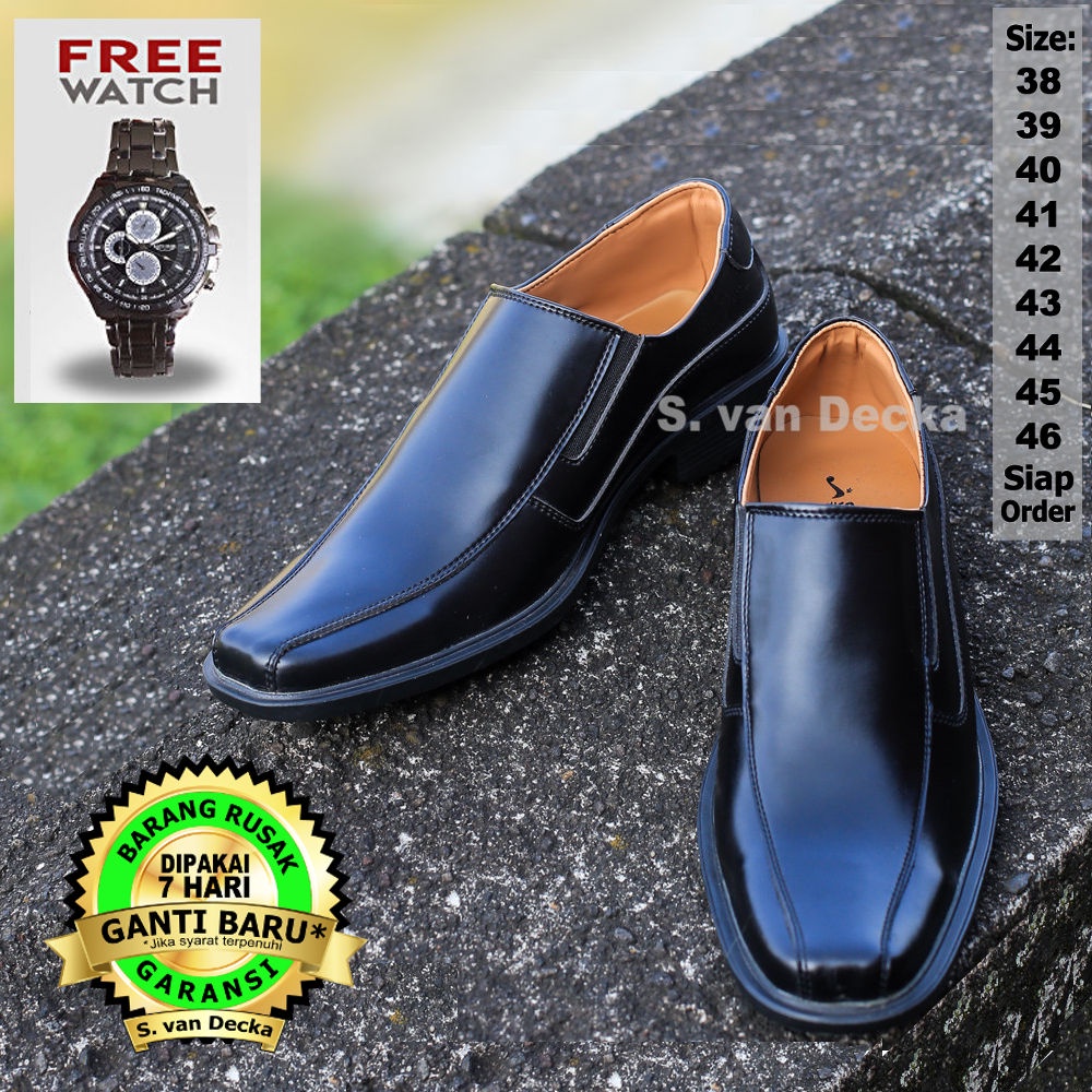 Sepatu Pantofel Pria Pantofel Hitam Pria Sepatu Pantopel Fantofel Kerja Kantor Kulit Pria J-TK018-5