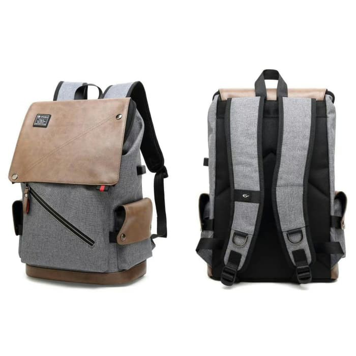 POSO Curve Tas Ransel Laptop Backpack Pria Usb Port Charger Rain Cover