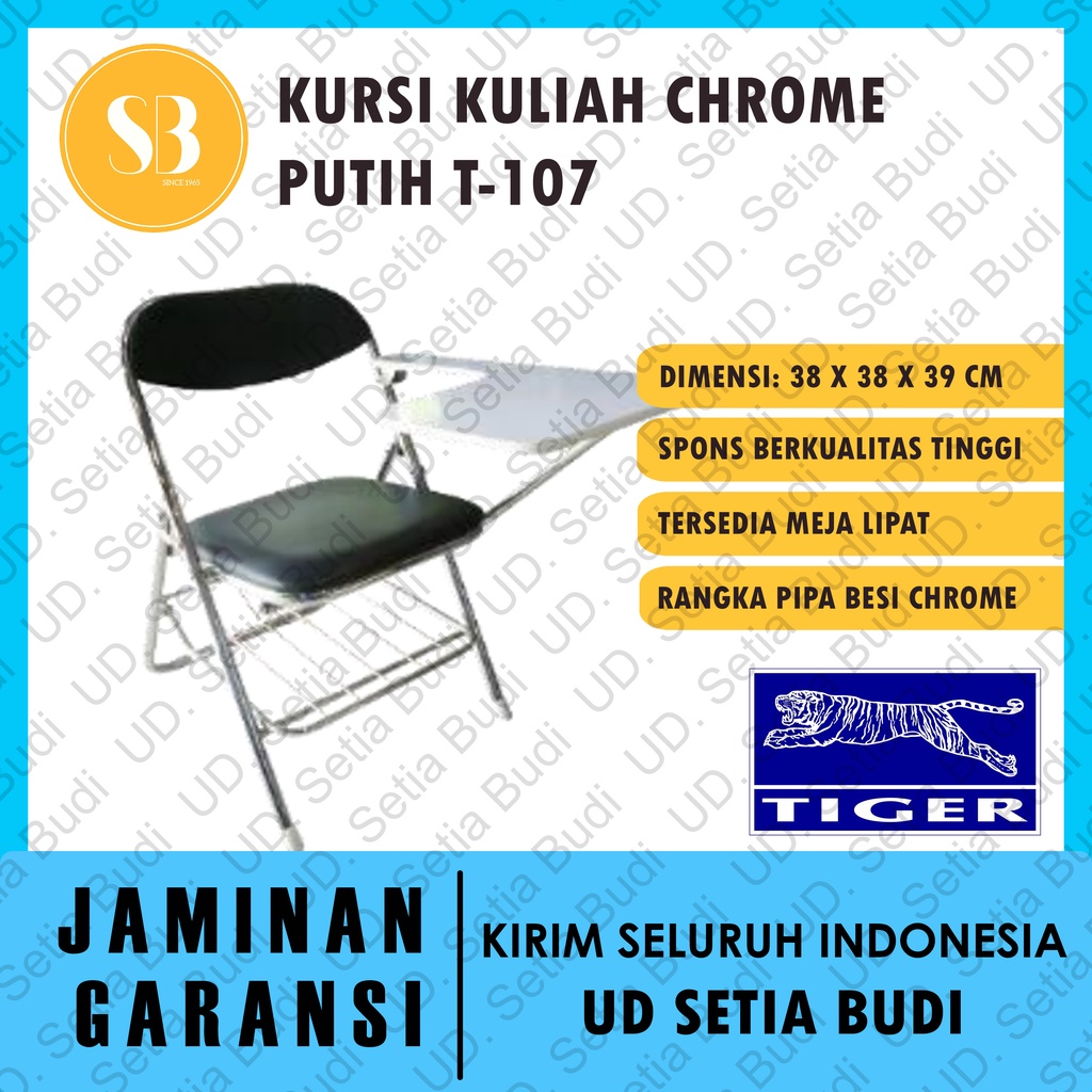 Kursi Kuliah Meja Tiger T-107 TABLE WHITE CHROME