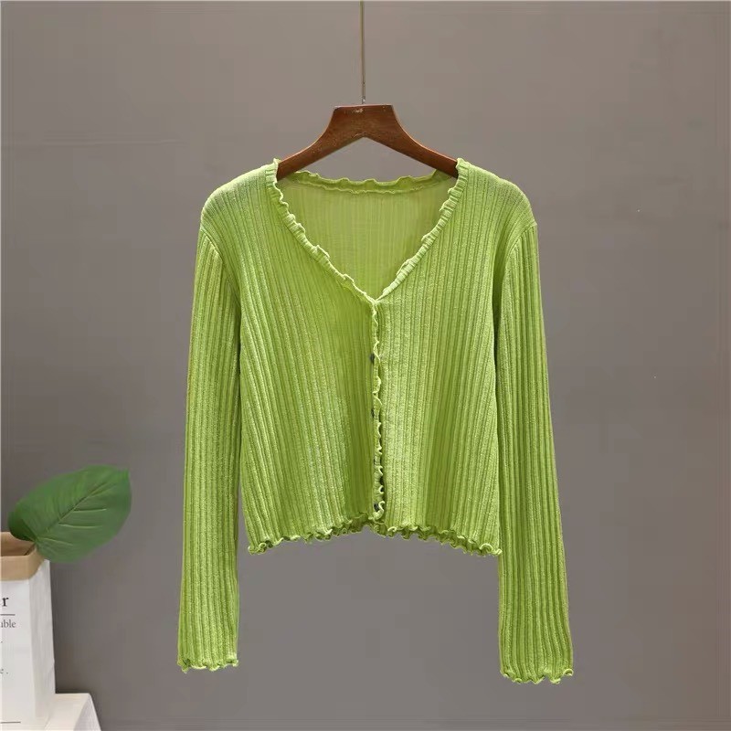 Korean Knit Cardigan Rajut Wanita C283-Green