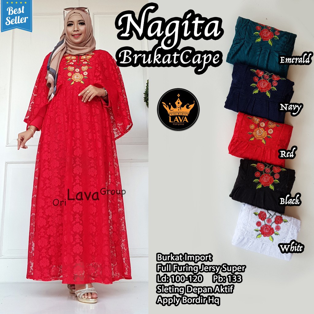 Nagita Brukat Cape Dress