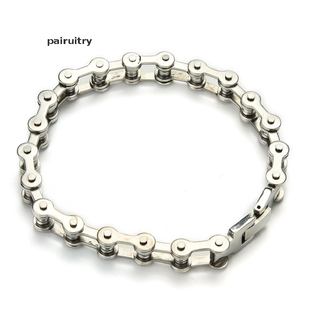 Prt Gelang Tangan Rantai Motor / Sepeda Bahan Stainless Steel 8.5 &quot;Gaya Punk Untuk Pria PRT