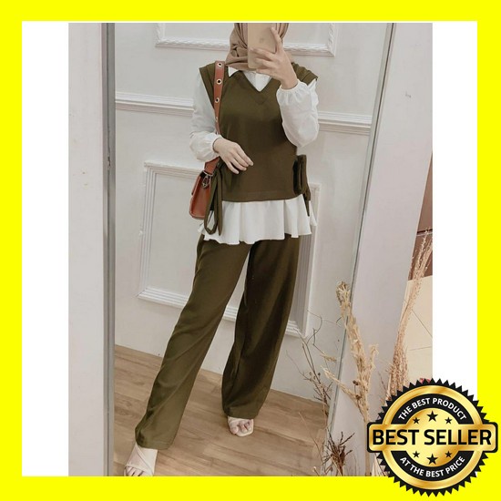 Pj24 Setelan Wanita Kekinian Fashion Cewek Terbaru Terlaris Set Ags - Set Felicita Jumbo 4W Matt Kem