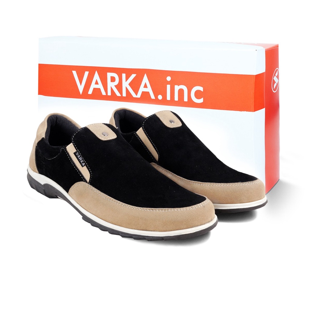 Sepatu Slip On Pria V 4331 Brand Varka Sepatu Kasual untuk Kerja Kuliah Jalan Jalan Trendi Berkualitas Warna Hitam