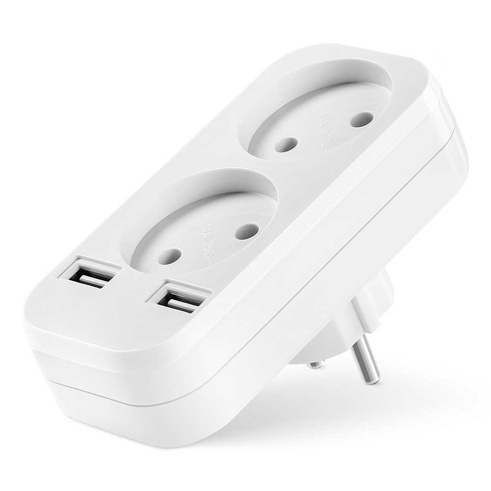 TD - SKT Wallpad Stop Kontak Listrik 2 EU Plug + 2 USB Port - CX89