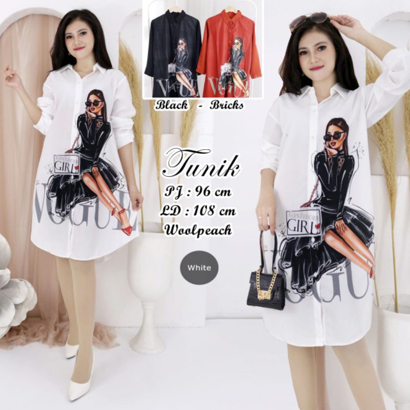 Tunik cantik woolpeach import