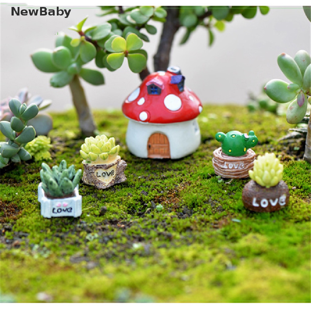 Newbaby 4Pcs Miniatur Tanaman Bahan Resin Untuk Dekorasi Taman Minifairy Gardenterrarium