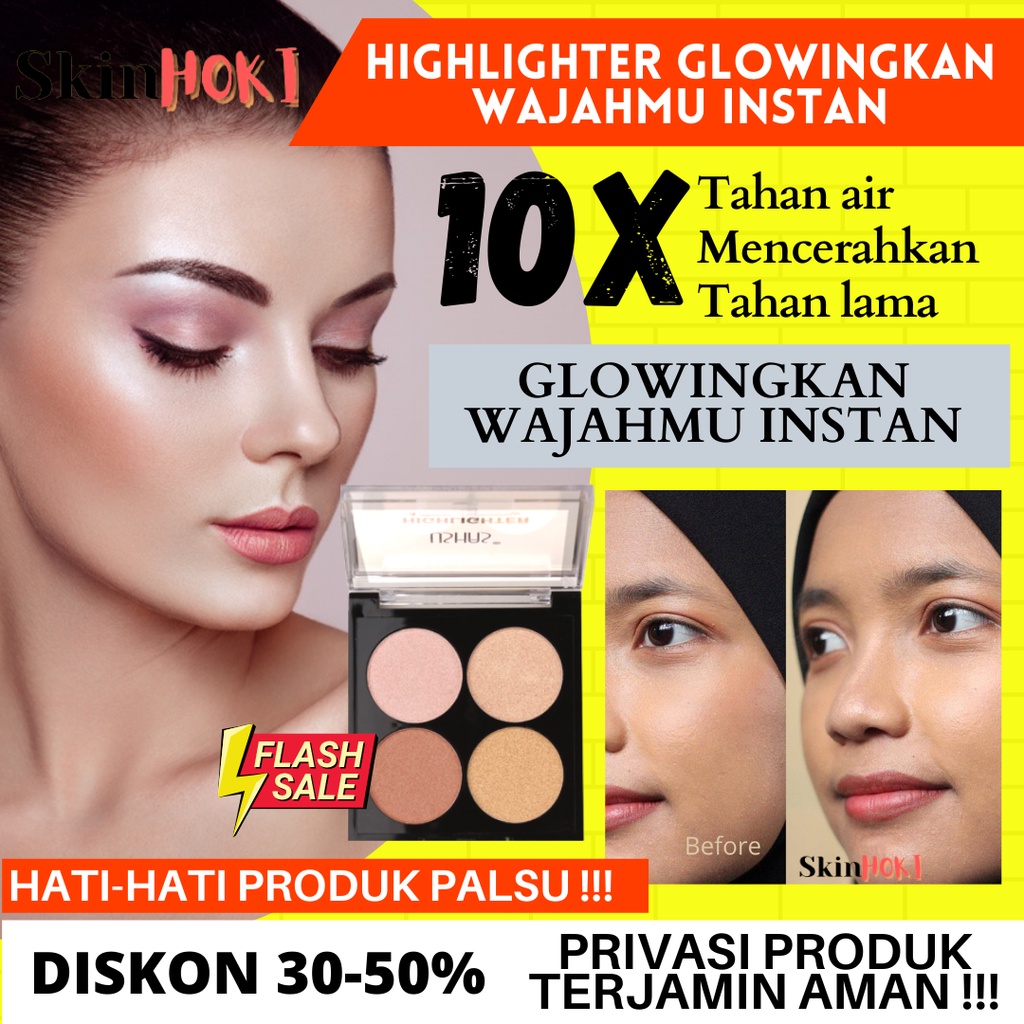 HIGHLIGHTER MAKEUP CONTOUR USHAS HIGHLIGHTER 4 COLORS EYESHADOW MAKE UP ORIGINAL