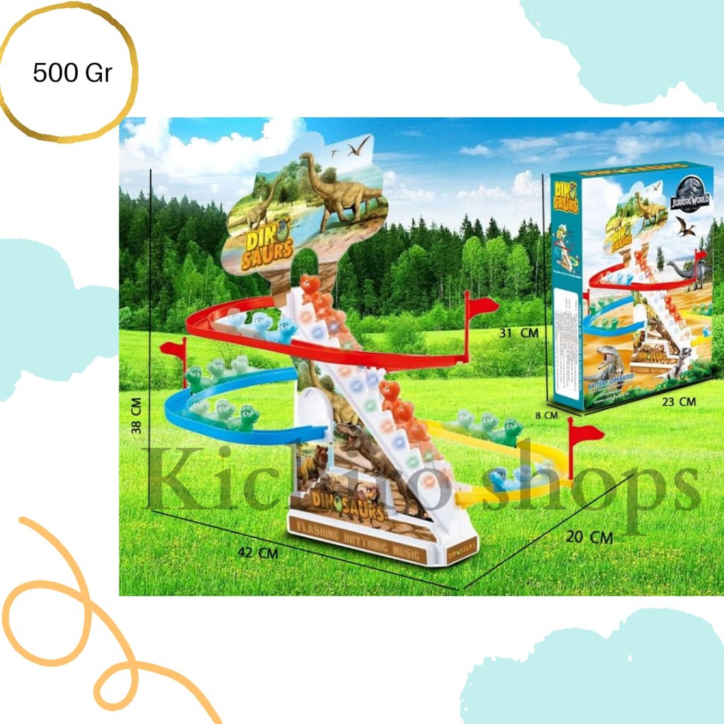 Mainan Anak Dinosurus Tangga Slide Seluncuran Perusutan Track Slide - Kichiro Shops