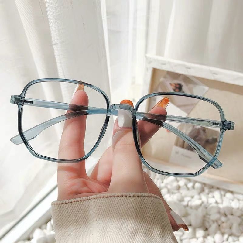 We Flower Kacamata Retro Frame Kotak Lensa Bening Blokir Cahaya Biru Untuk Pria / Wanita