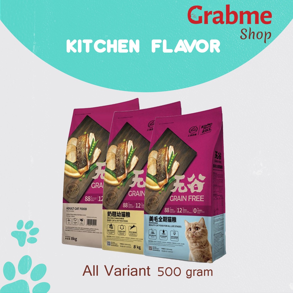 Makanan Kucing kering Premium KITCHEN FLAVOR All Variant 500 gr