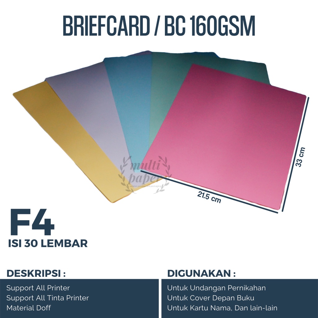 

Kertas BC F4 160 gsm isi 30 lembar / Kertas Brief Card F4
