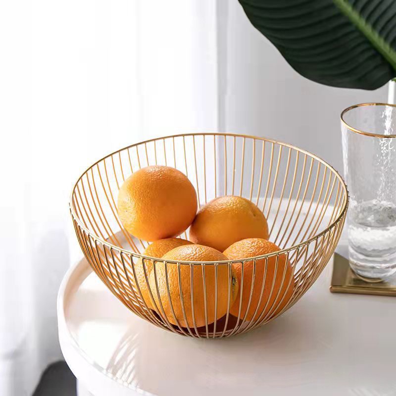 Gold Fruit Tray/Keranjang Tempat Buah Warna Gold Daun Teratai/Segi Enam/Bulat Style