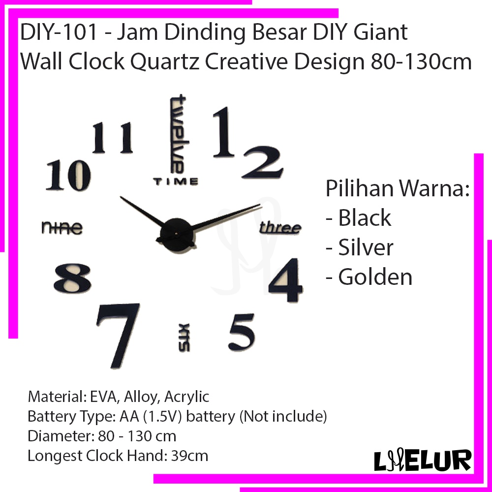 Jam Dinding Besar Dekorasi DIY Design 80 130cm Taffware Jam Dinding Besar Dekorasi DIY Design 80 130cm Taffware