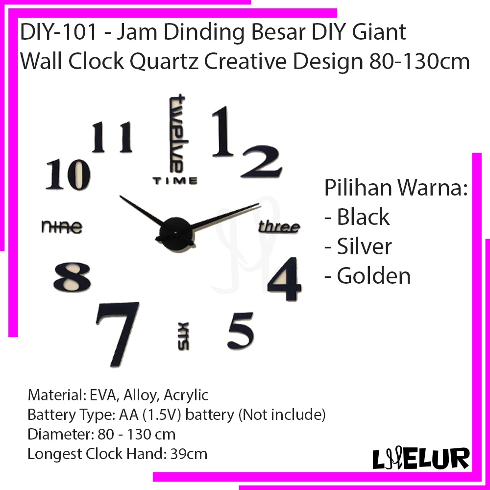  Jam  Dinding  Besar  Dekorasi DIY Design 80 130cm Taffware 