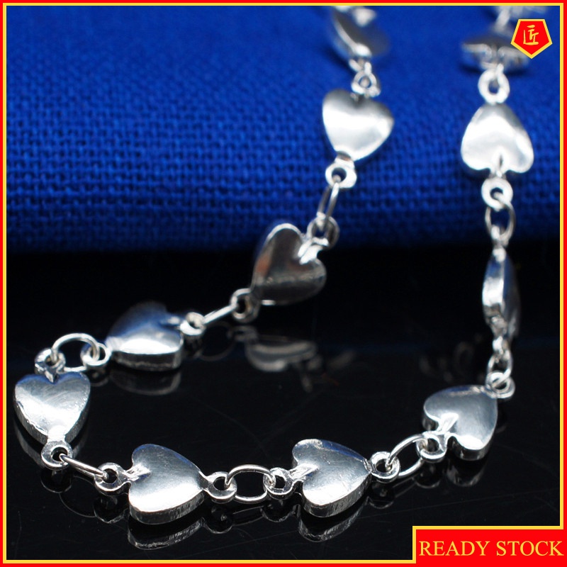 [Ready Stock]Women's Silver Korean Fashion Solid Heart-Shaped Bracelet