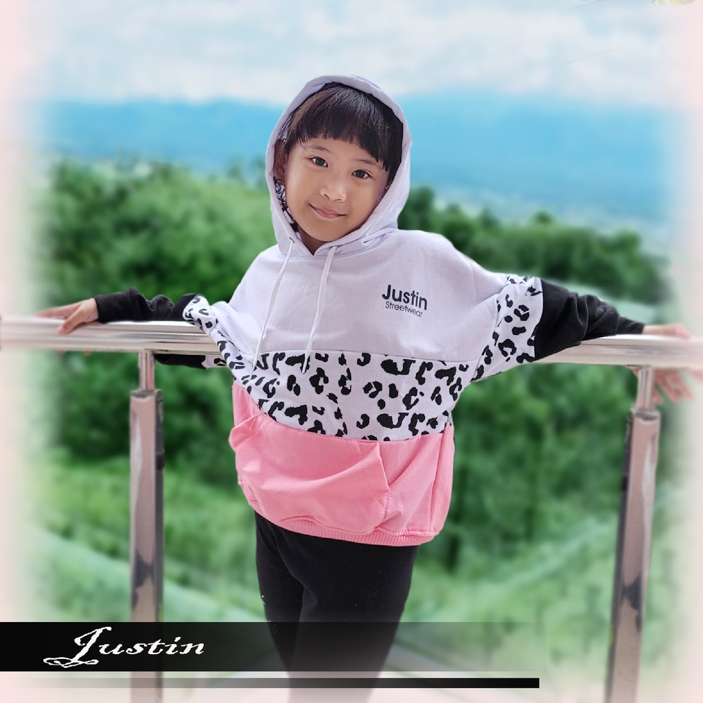 Sweater anak perempuan LEOPARD PINK sweter anak tanggung 8-12 tahun